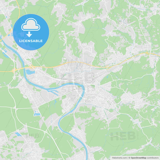 Aschaffenburg, Germany printable street map
