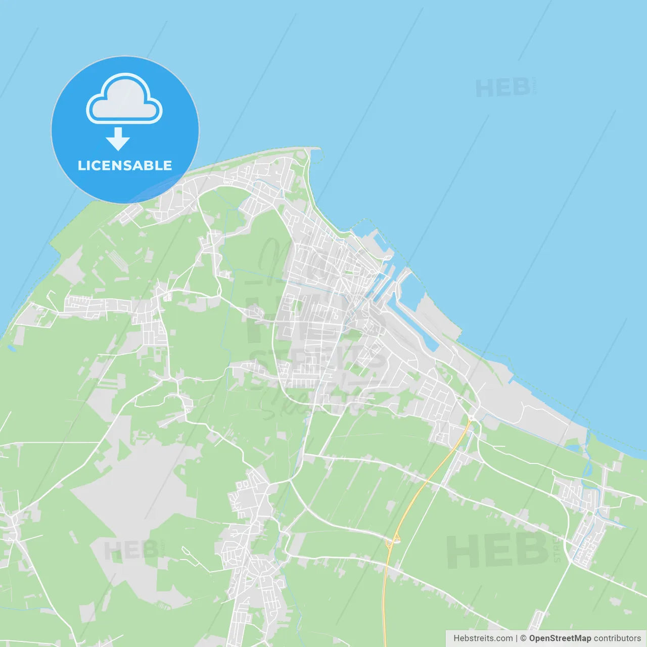 Cuxhaven, Germany printable street map