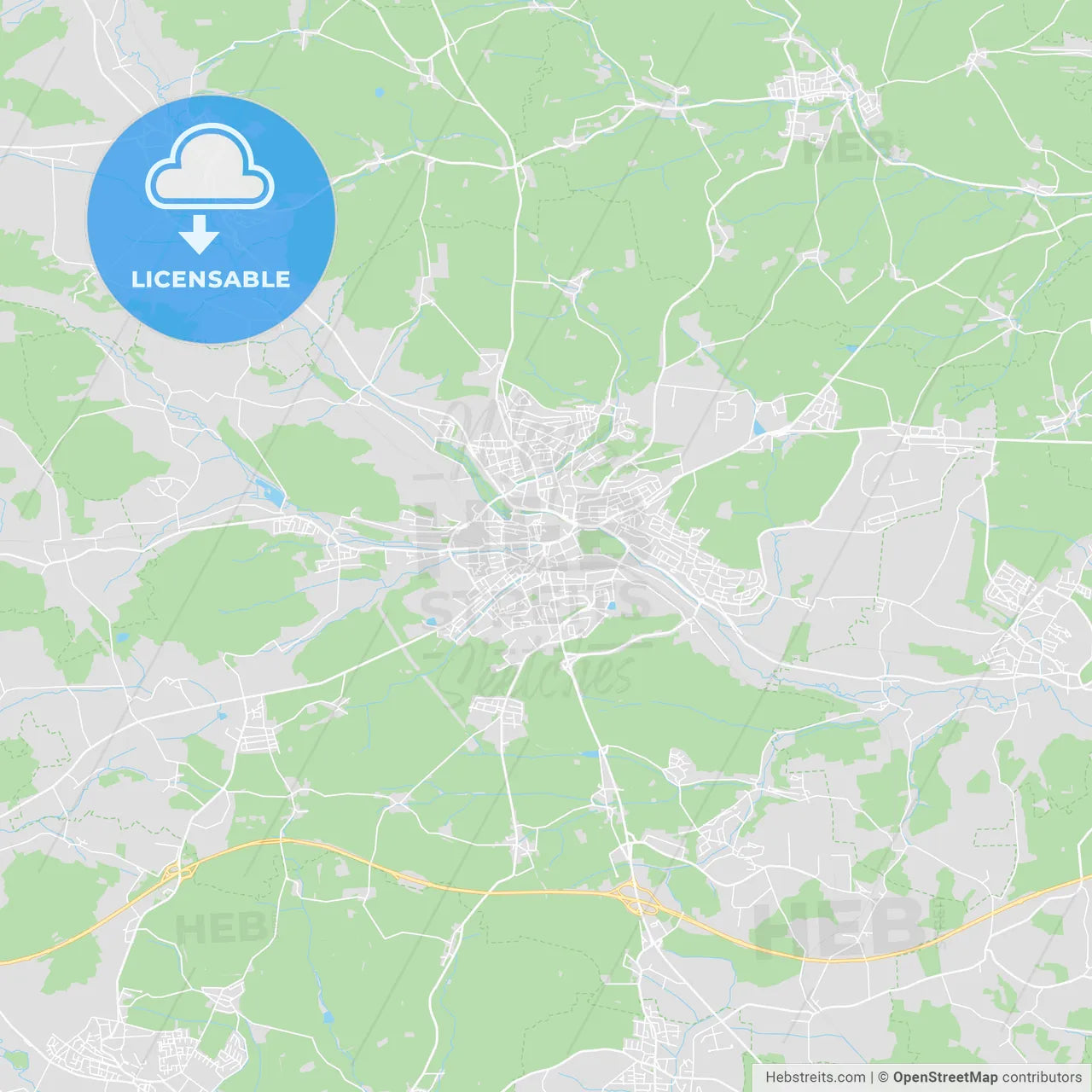 Ansbach, Germany printable street map