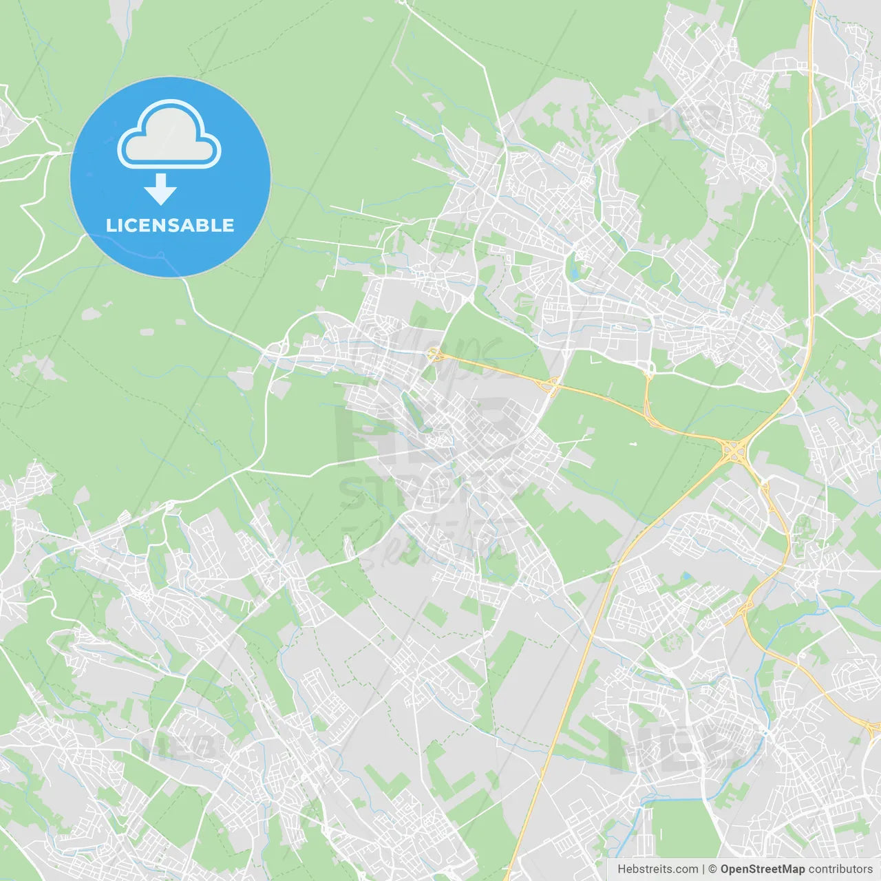 Oberursel (Taunus), Germany printable street map
