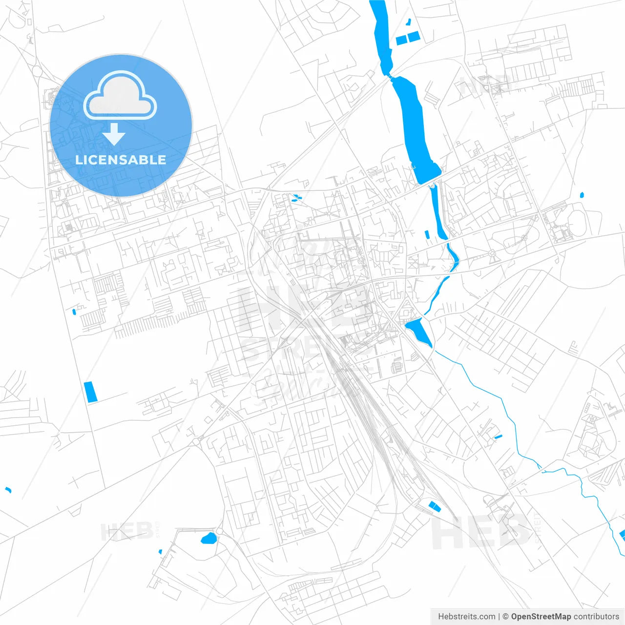 Lida, Belarus bright two-toned vector map