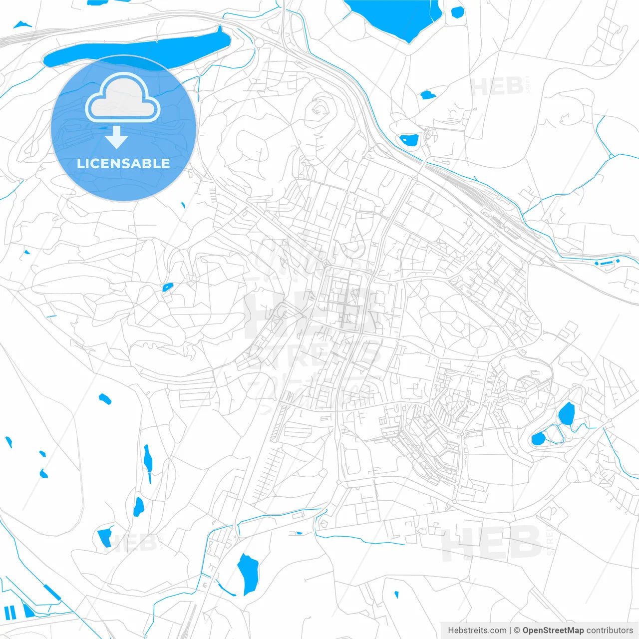 Most, Czechia bright two-toned vector map
