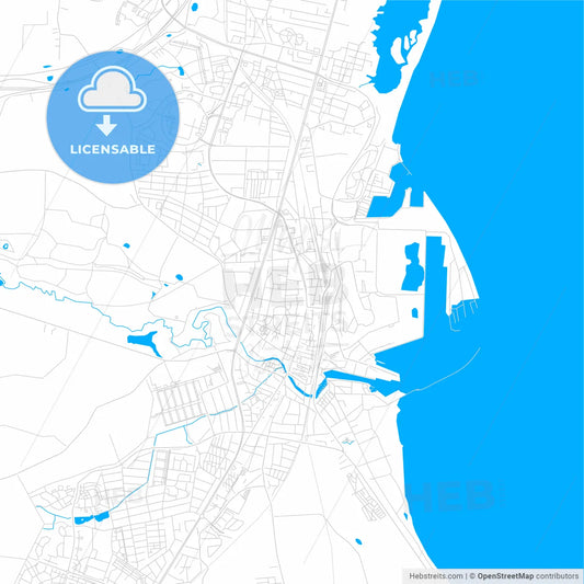Køge, Denmark bright two-toned vector map