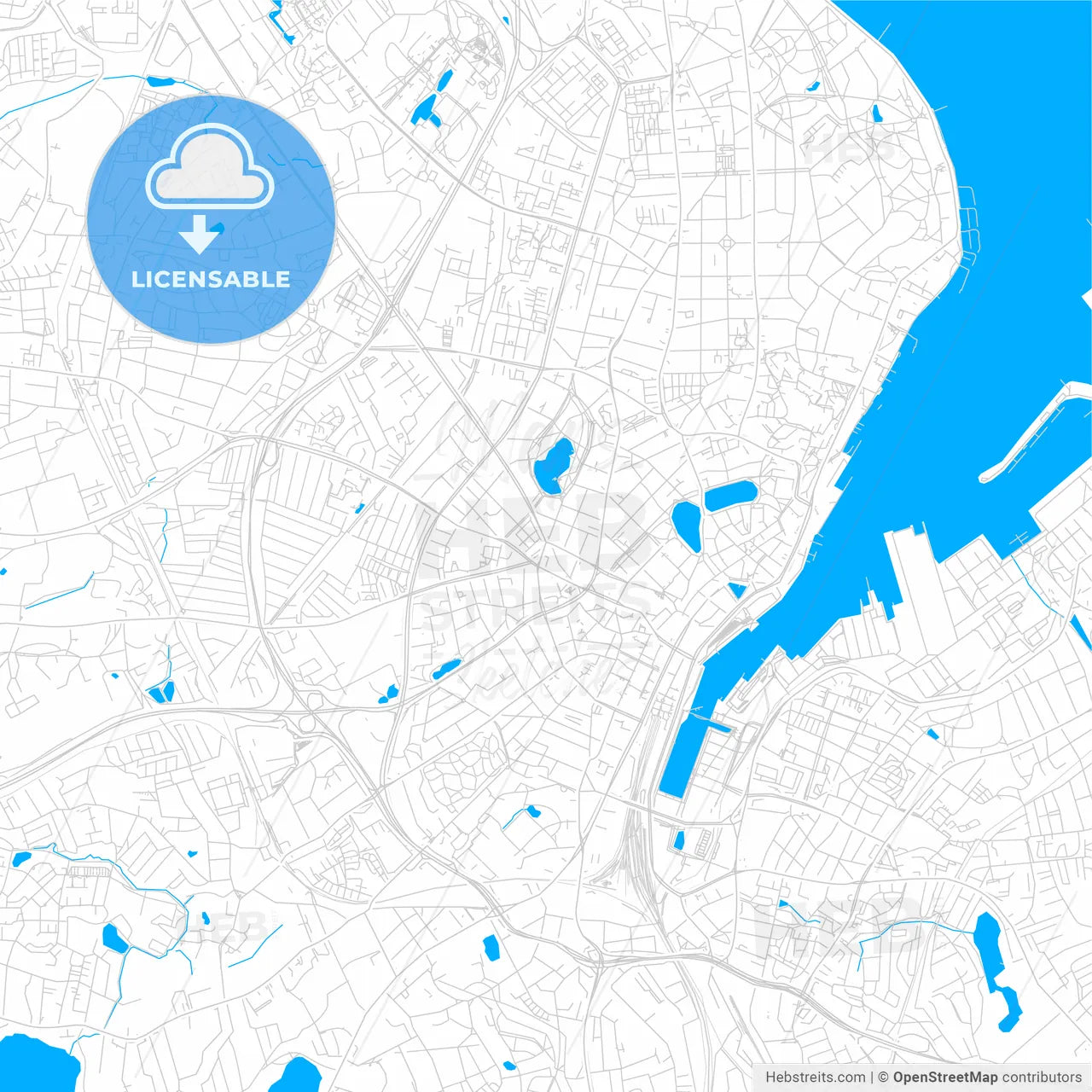 Kiel, Germany bright two-toned vector map