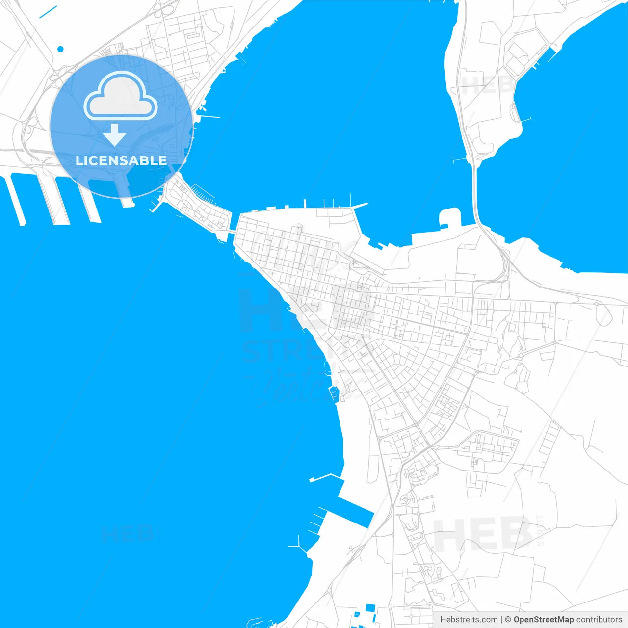 Taranto, Italy bright two-toned vector map
