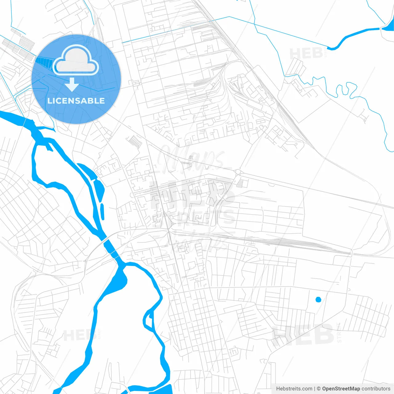Nevinnomyssk, Russia bright two-toned vector map