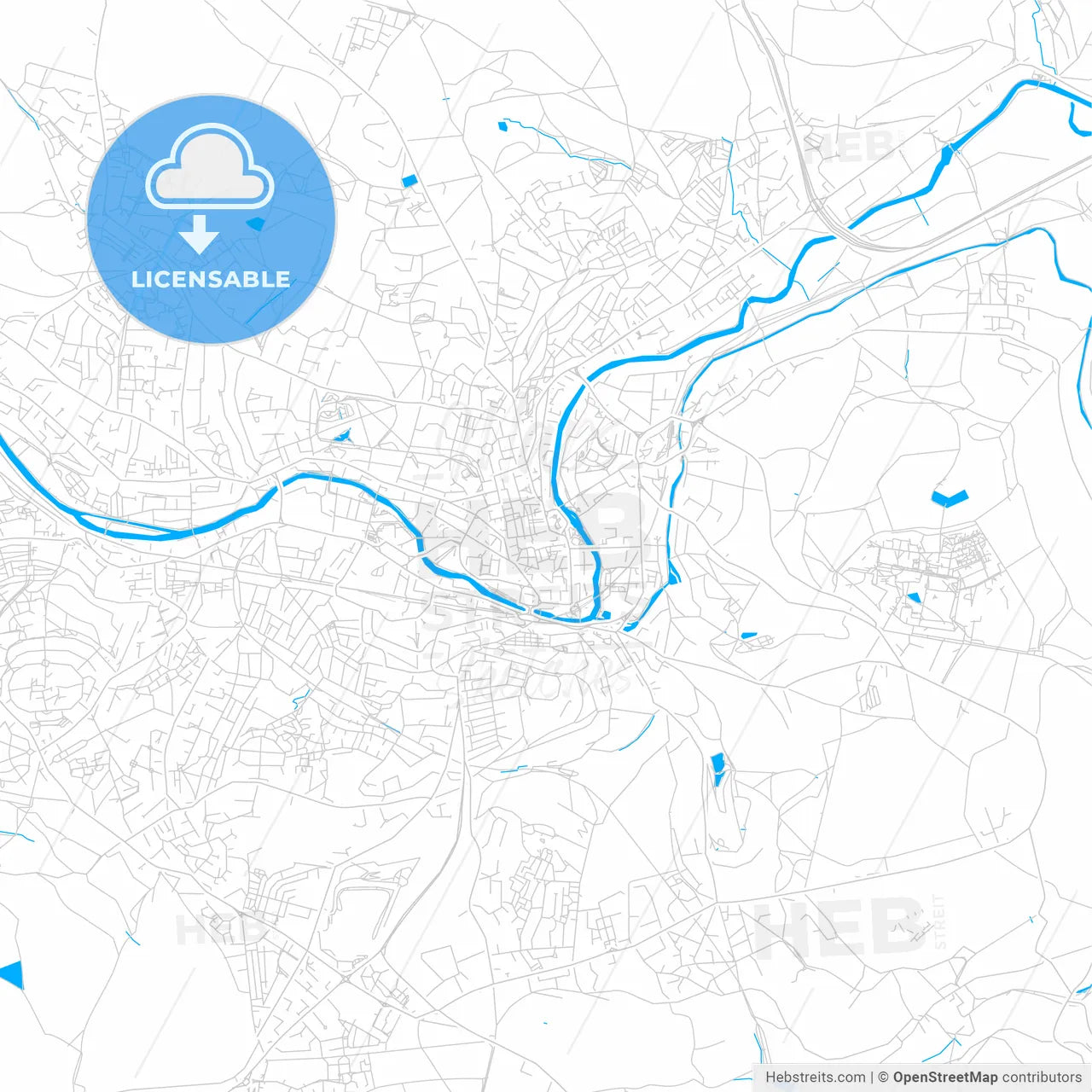 Bath, England bright two-toned vector map
