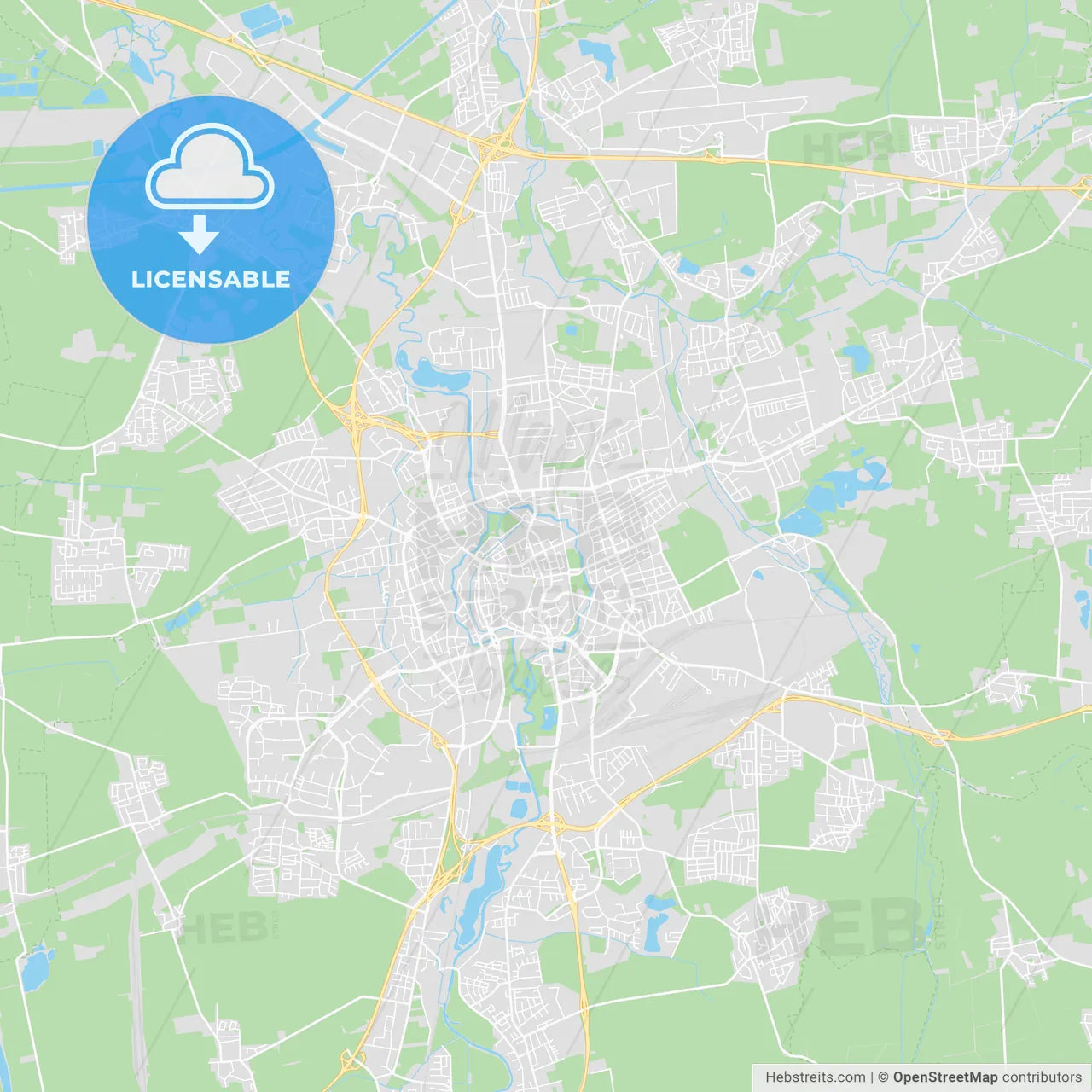Brunswick, Germany printable street map