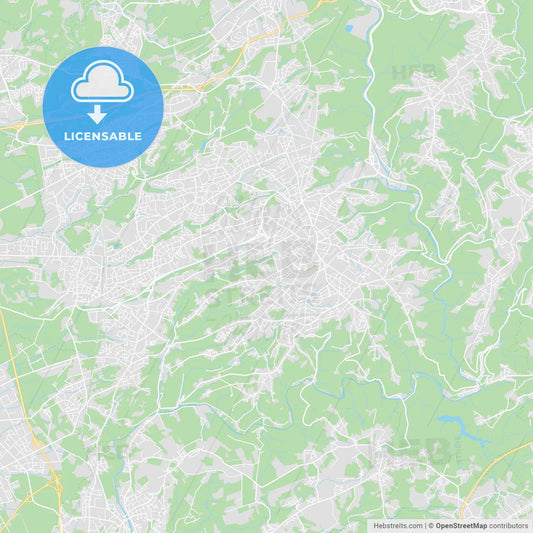 Solingen, Germany printable street map