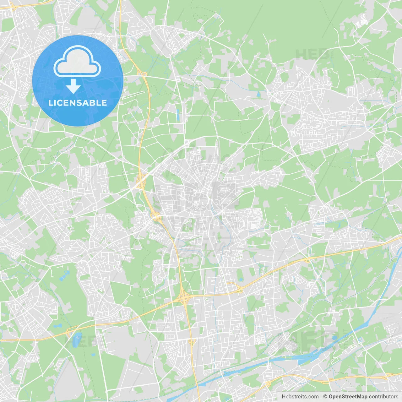 Recklinghausen, Germany printable street map