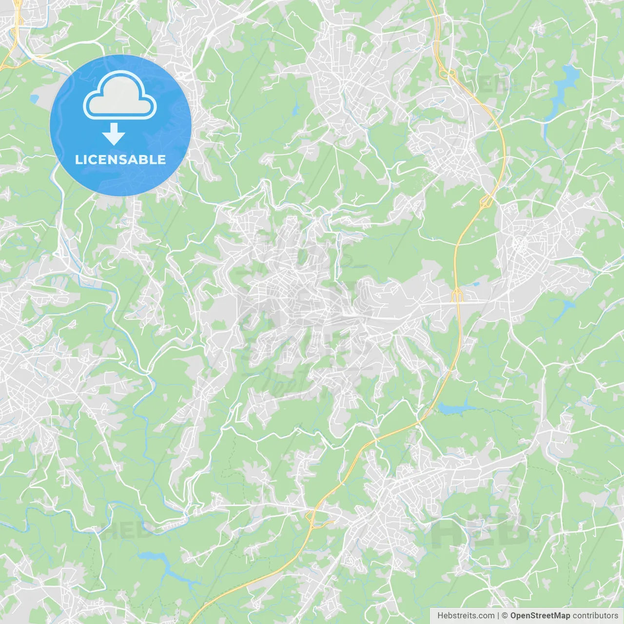 Remscheid, Germany printable street map