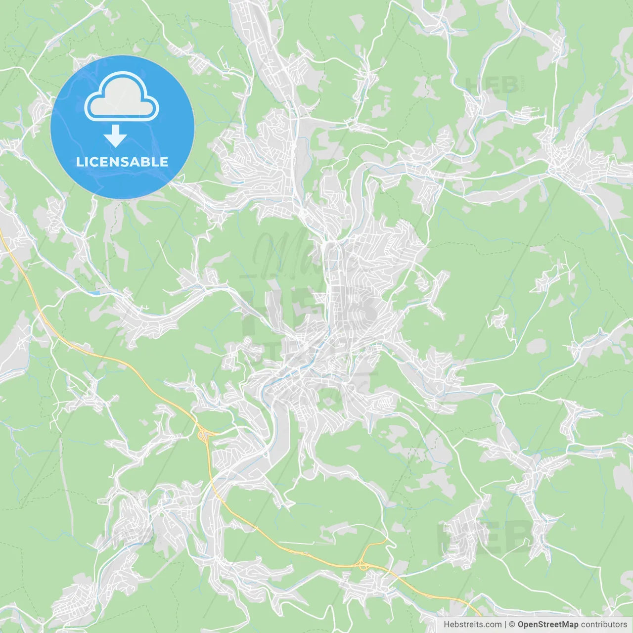 Siegen, Germany printable street map