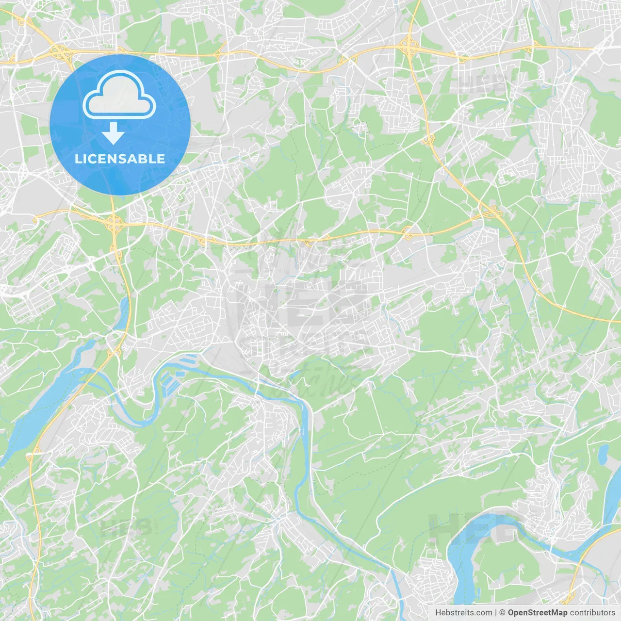 Witten, Germany printable street map