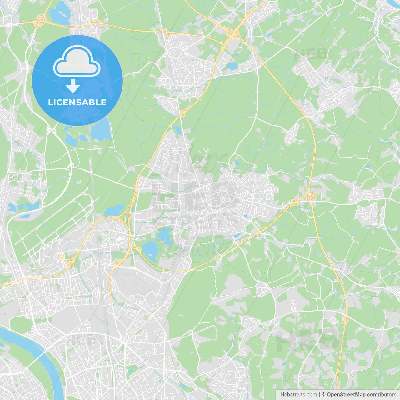 Ratingen, Germany printable street map