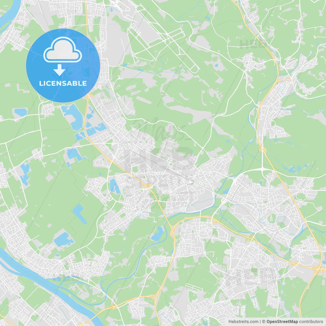 Troisdorf, Germany printable street map