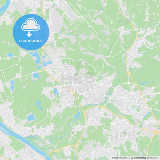 Troisdorf, Germany printable street map