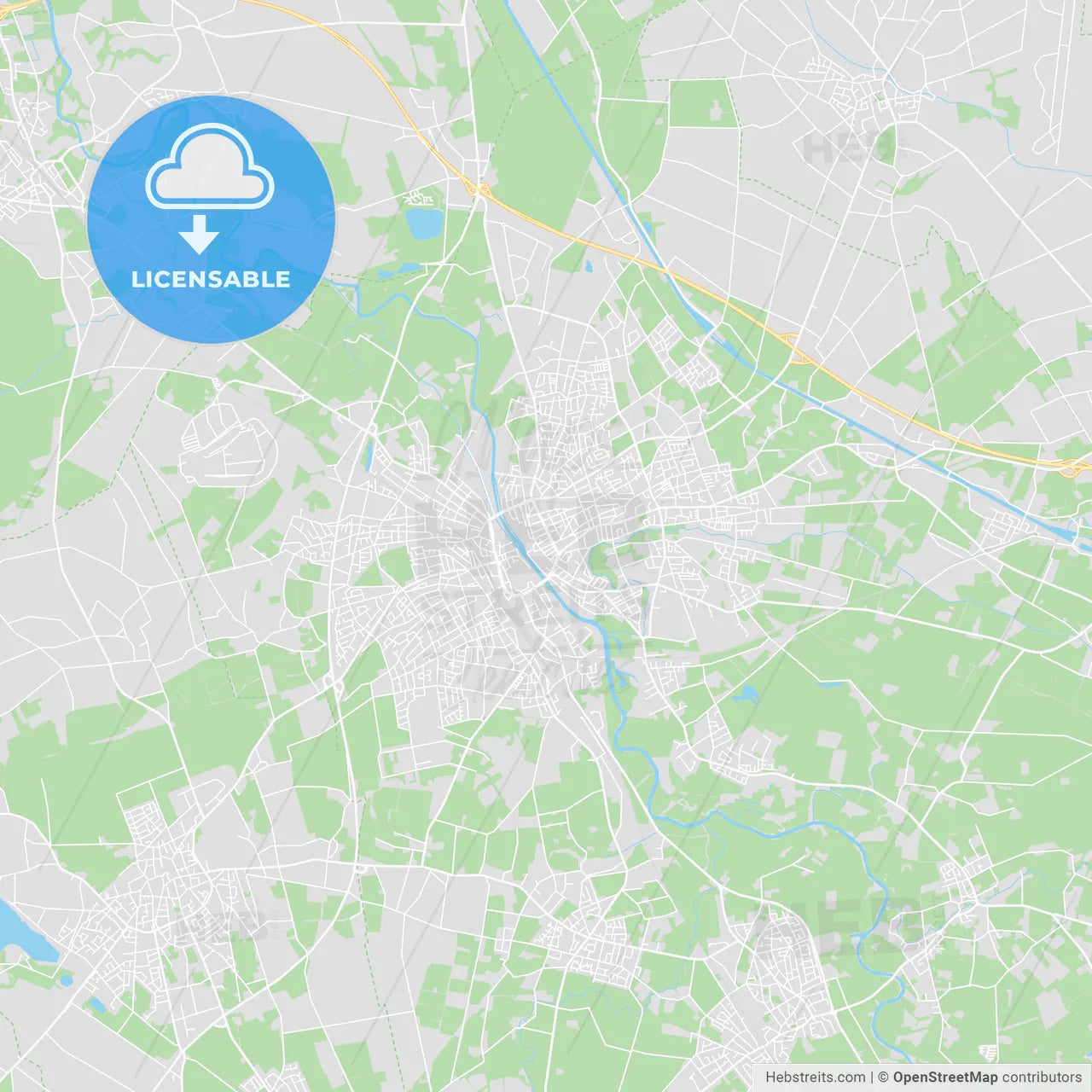 Rheine, Germany printable street map