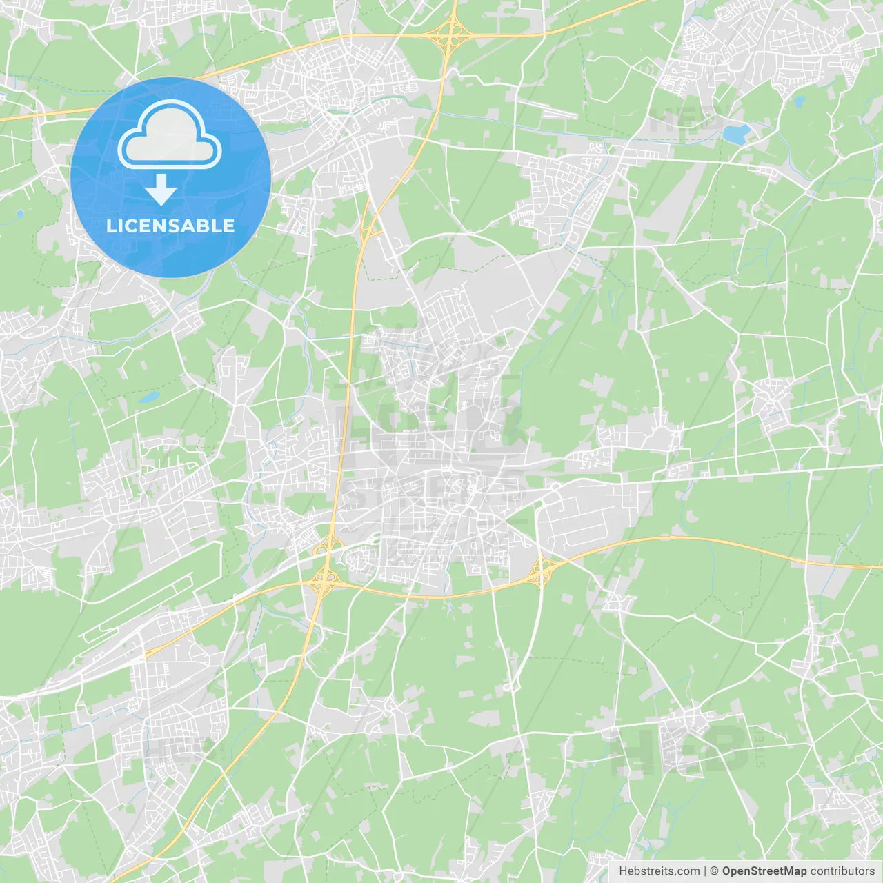 Unna, Germany printable street map