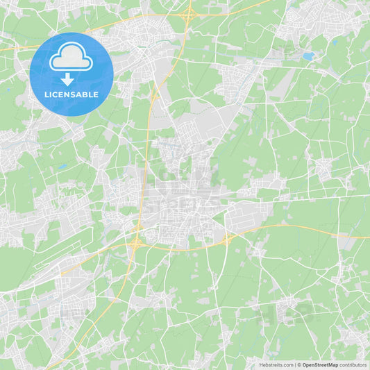 Unna, Germany printable street map