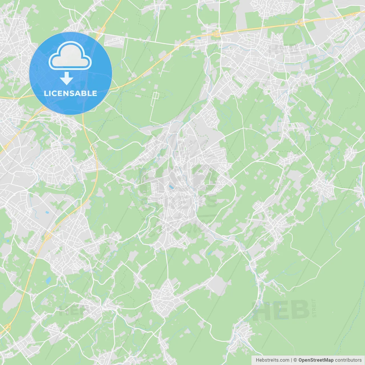 Stolberg (Rheinland), Germany printable street map
