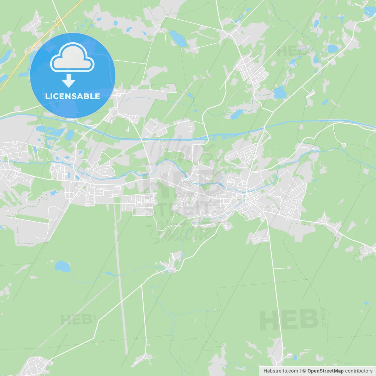 Eberswalde, Germany printable street map