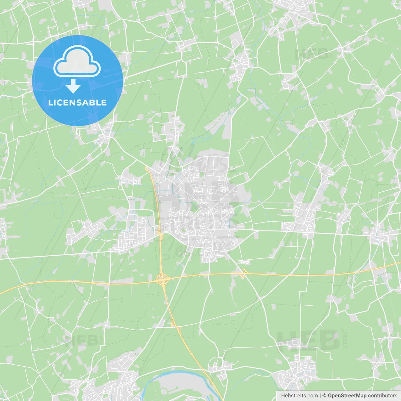 Werl, Germany printable street map