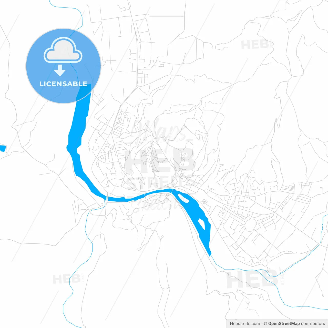 Berat, Albania bright two-toned vector map