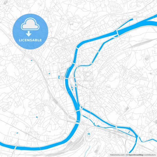 Liège , Belgium bright two-toned vector map