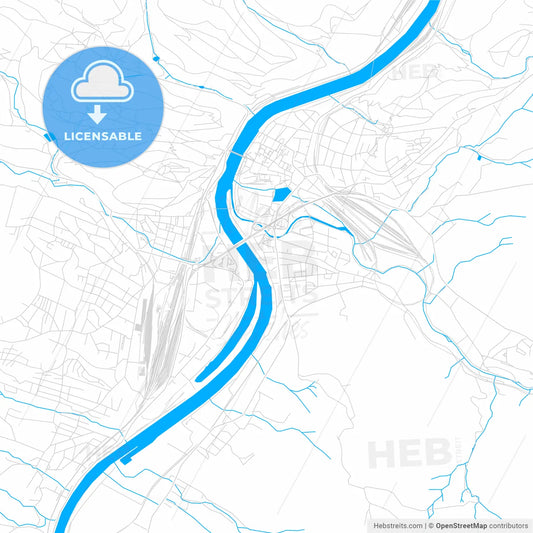 Děčín, Czechia bright two-toned vector map