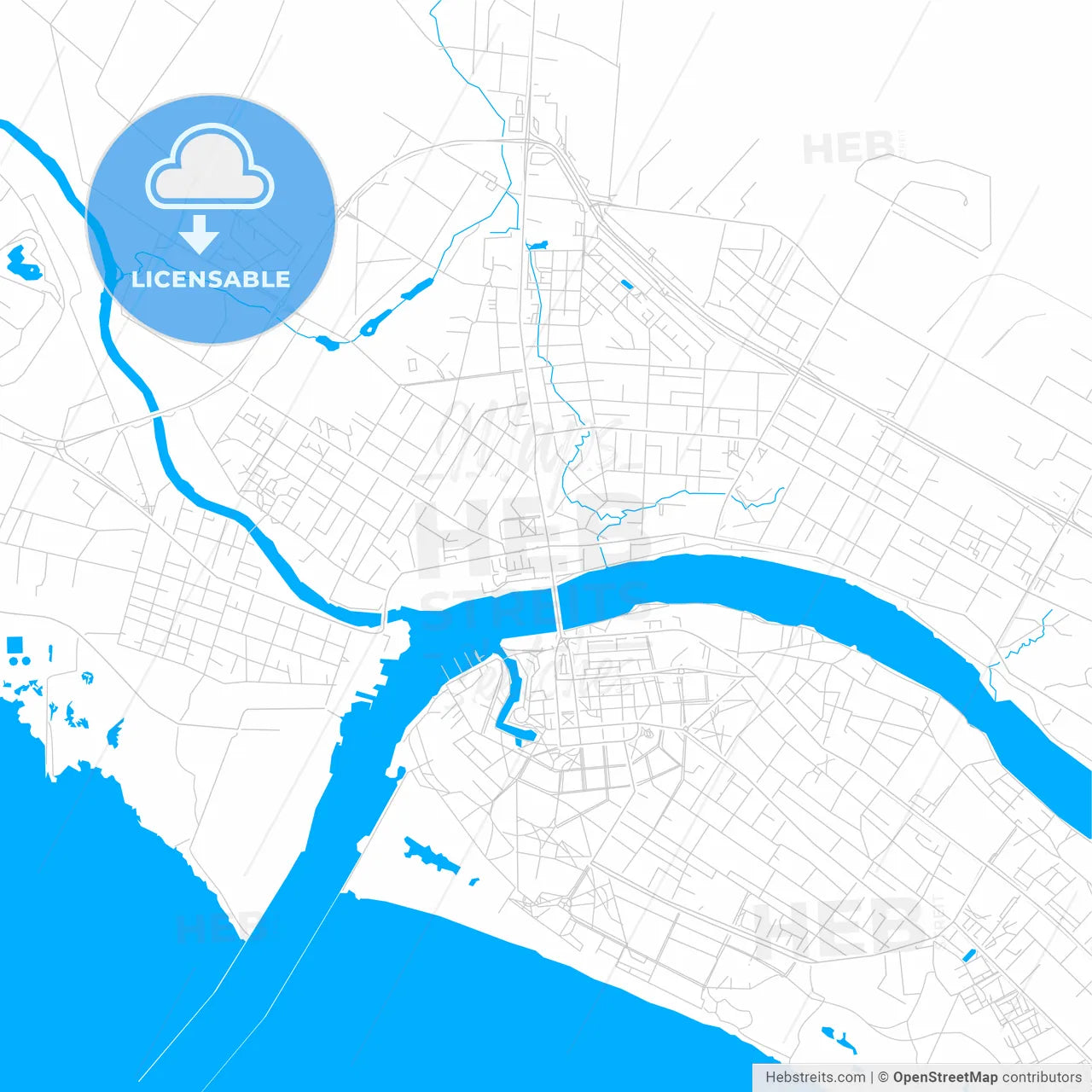Pärnu, Estonia bright two-toned vector map