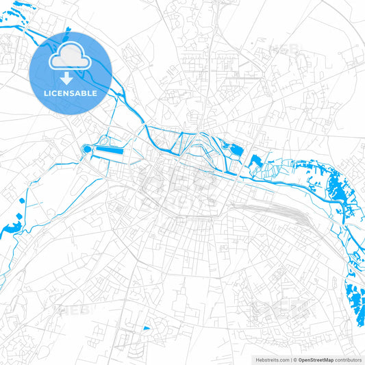 Amiens, France bright two-toned vector map