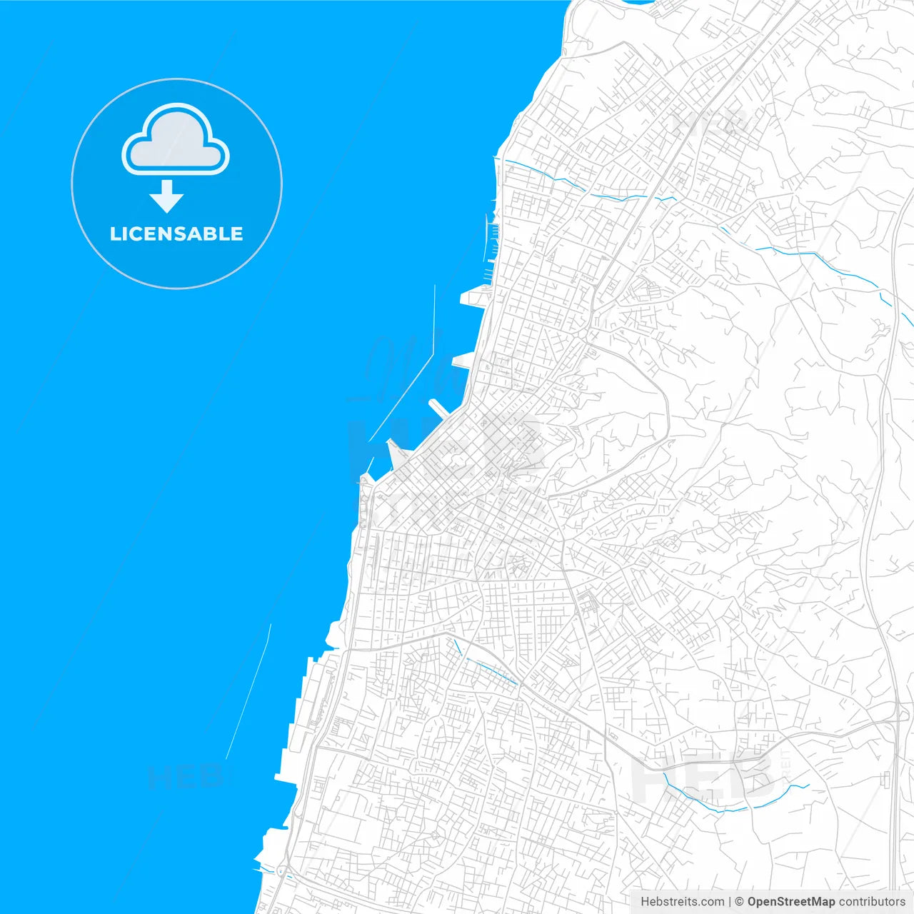 Patras, Greece bright two-toned vector map