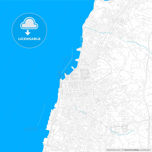 Patras, Greece bright two-toned vector map