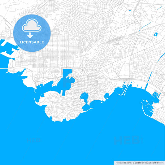 Piraeus, Greece bright two-toned vector map