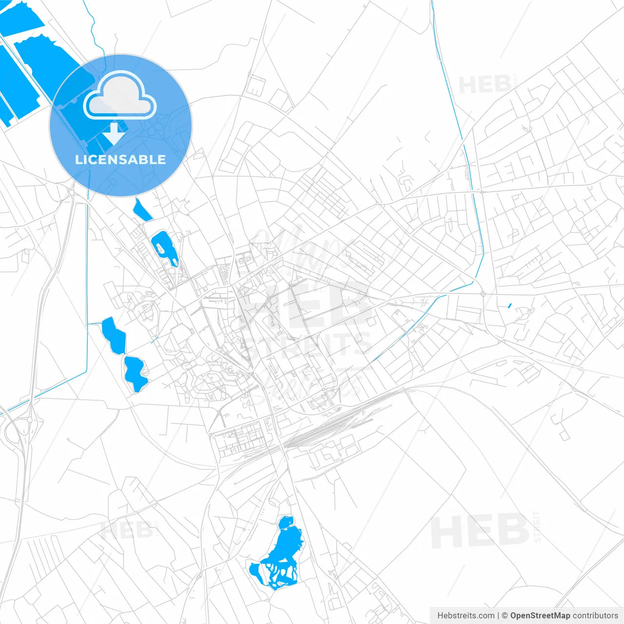 Székesfehérvár, Hungary bright two-toned vector map
