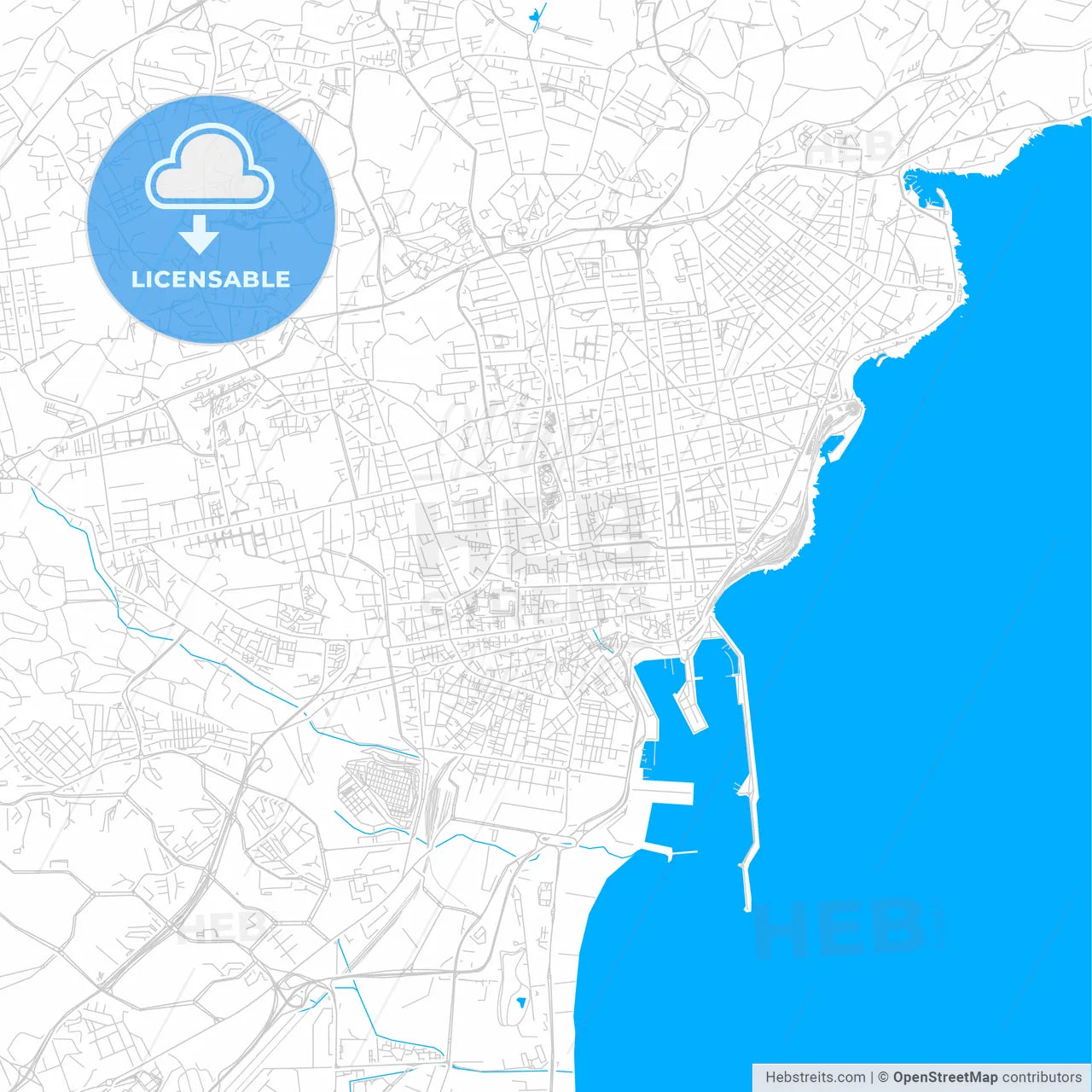Catania, Italy bright two-toned vector map