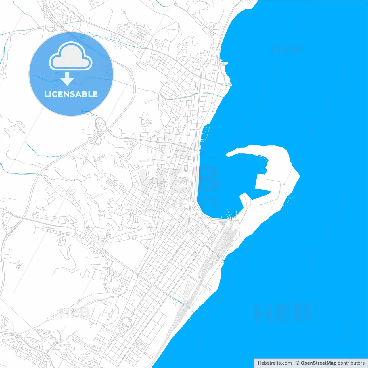 Messina, Italy bright two-toned vector map