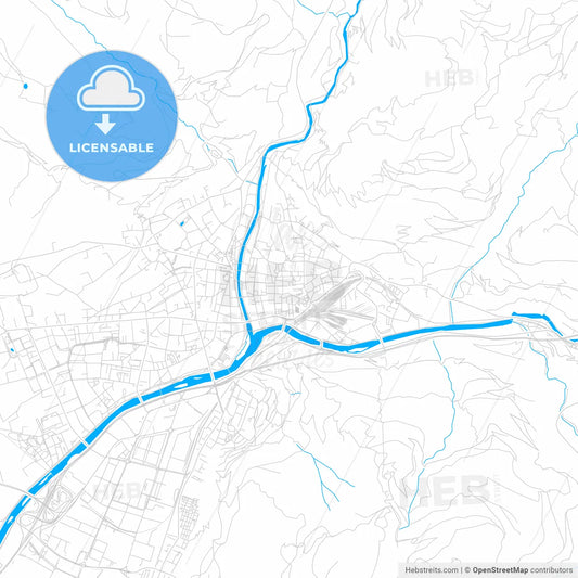 Bolzano, Italy bright two-toned vector map