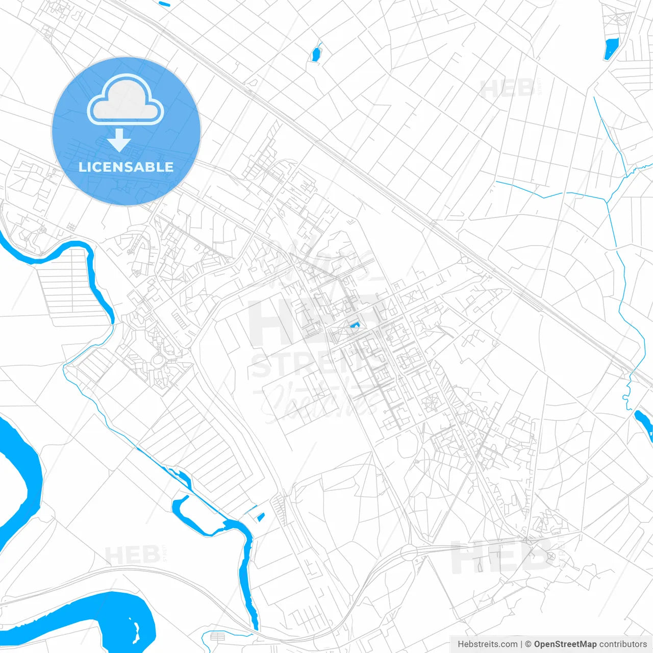 Zhukovsky, Russia bright two-toned vector map