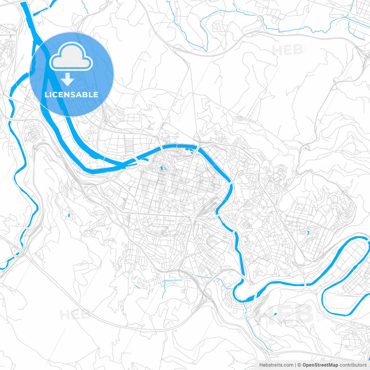 Bilbao, Spain bright two-toned vector map
