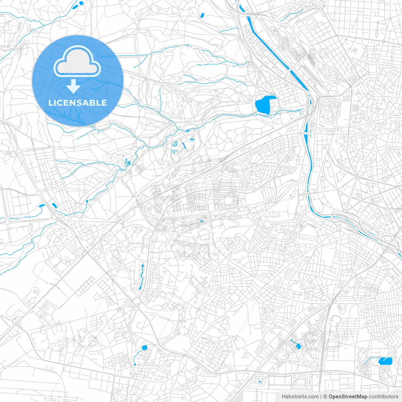Latina, Spain bright two-toned vector map
