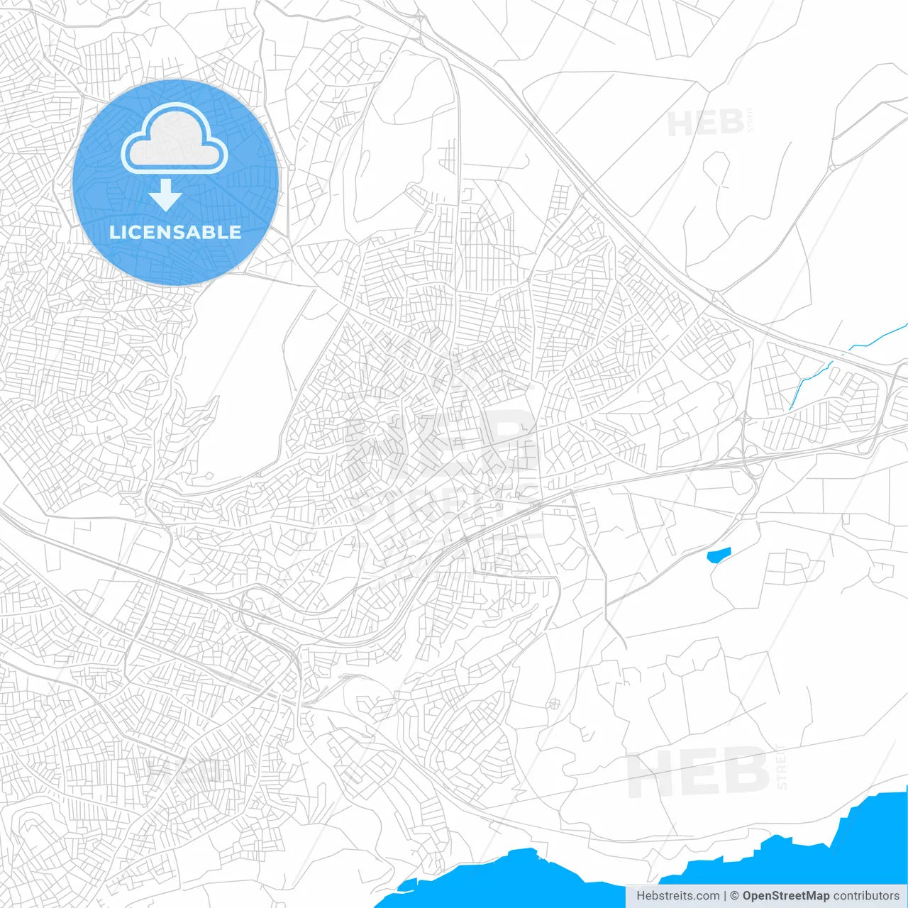 Gebze, Turkey bright two-toned vector map