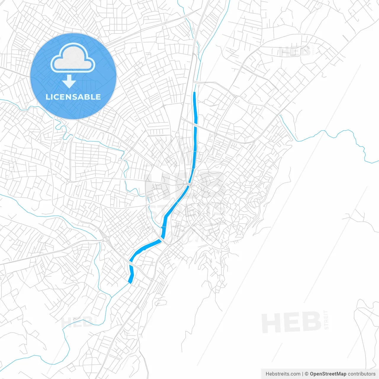Antakya, Turkey bright two-toned vector map