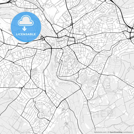 Vector PDF map of Mulheim an der Ruhr, Germany
