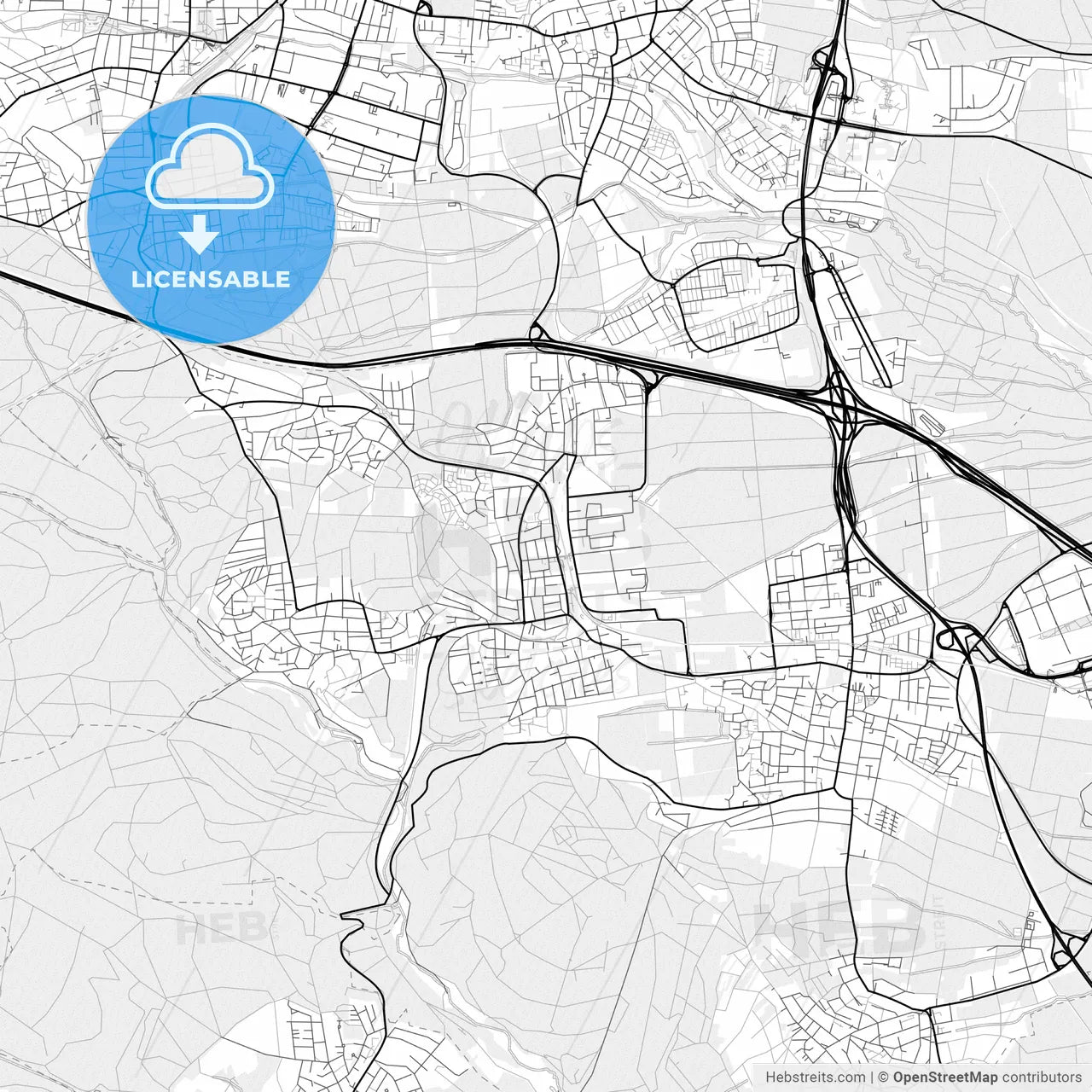 Vector PDF map of Leinfelden-Echterdingen, Germany