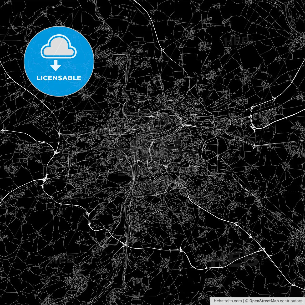 Area map of Prague, Czech Republic