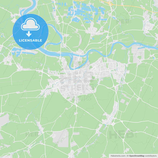 Straubing, Germany printable street map