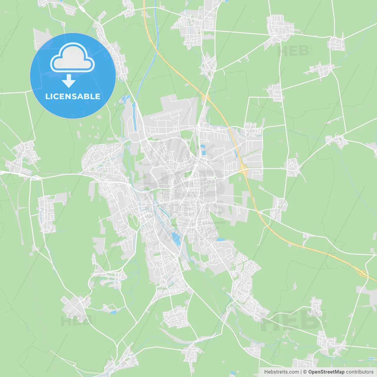 Hildesheim, Germany printable street map