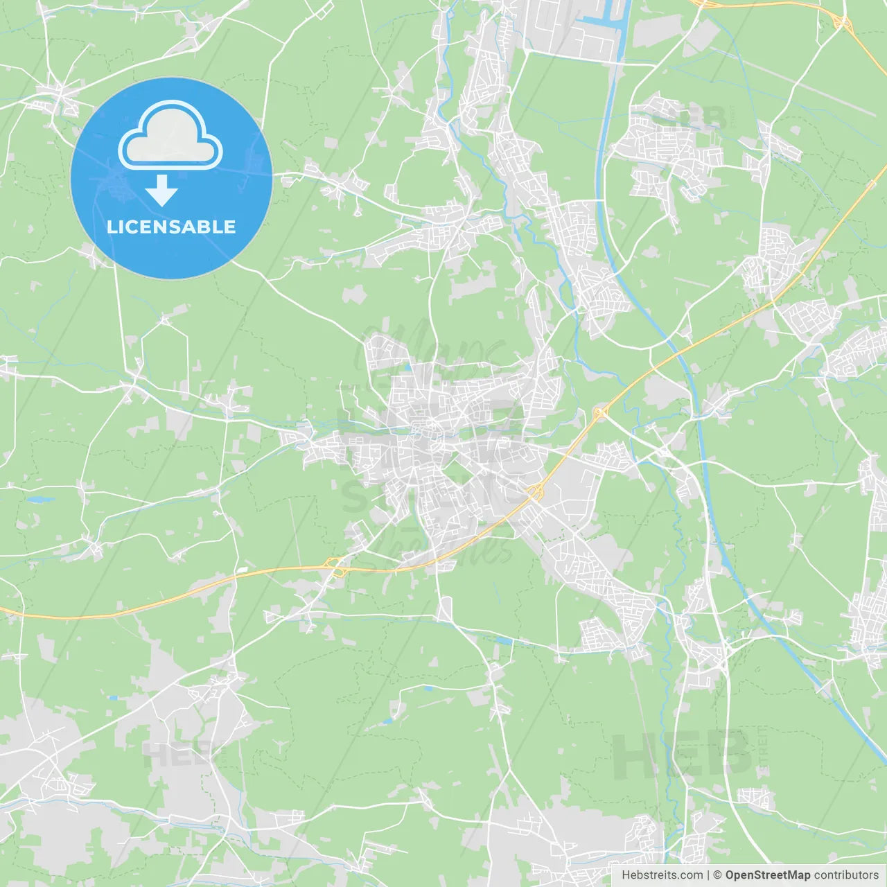 Schwabach, Germany printable street map