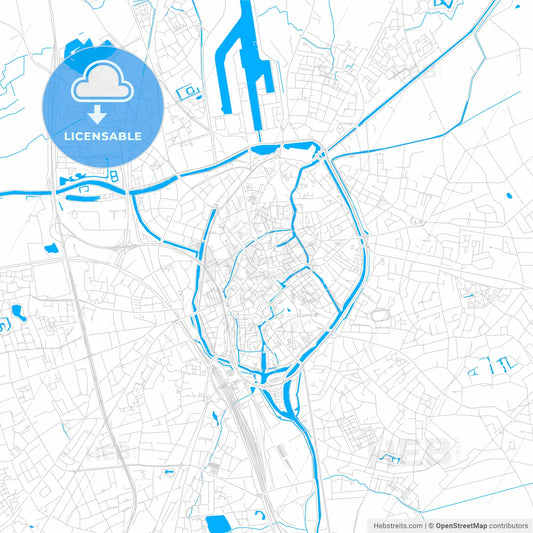Bruges , Belgium bright two-toned vector map